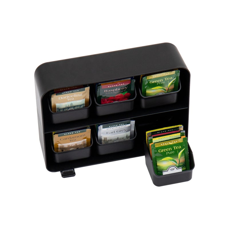 Mind Reader Tea Bag Organizer, Tea Station Organizer, Countertop Storage, Kitchen, Plastic, 10.25"L x 3.25"W x 7.75"H, Black - Image 4
